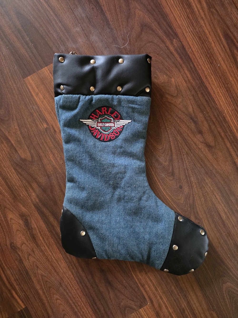Harley-Davidson Denim & Black Studded Holiday Stocking - Blue